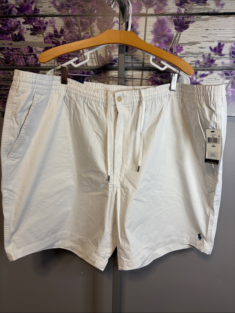 Polo by Ralph Lauren White Drawstring Stretch Classic Fit Shorts NWT Size 4XB